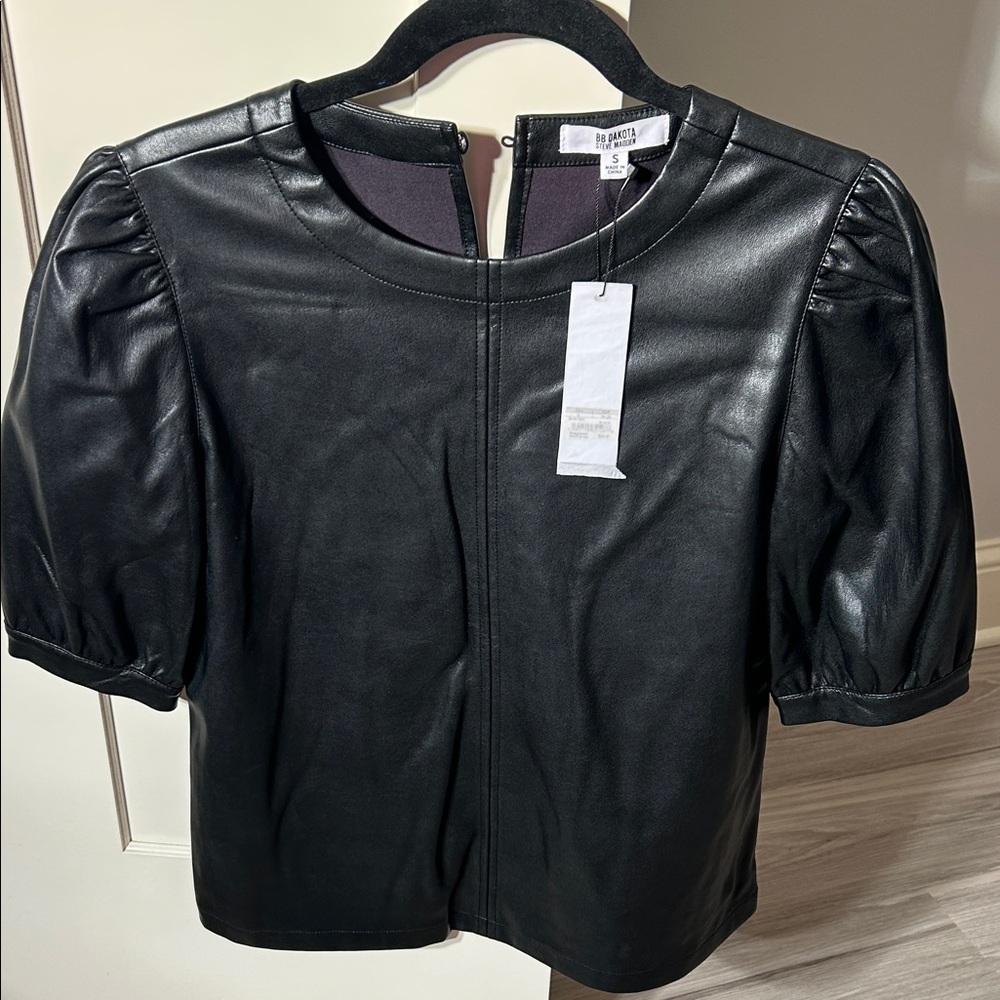 Black Faux Leather Top